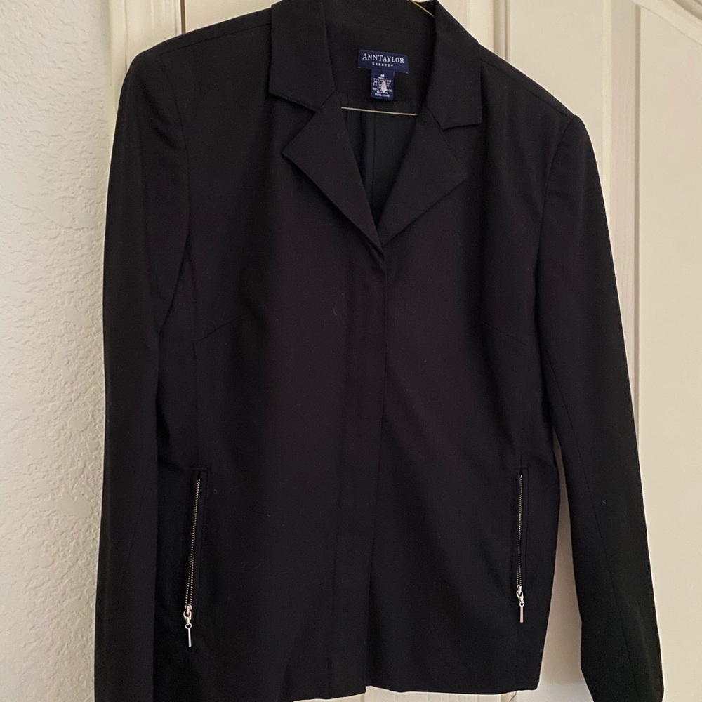 Vintage Ann Taylor Black Zip Up Jacket/Blazer - Picture 2 of 4